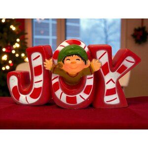 Hallmark JOY Christmas Figurine Candy Cane Design Elf Accent Vintage 1978